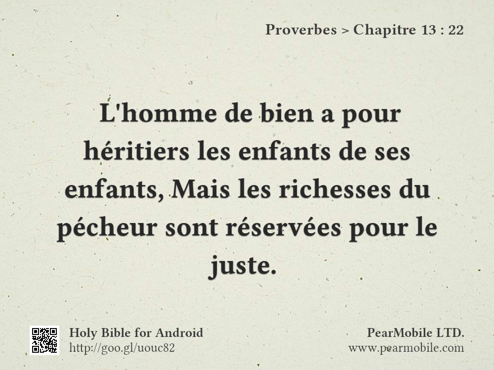 Proverbes, Chapitre 13:22